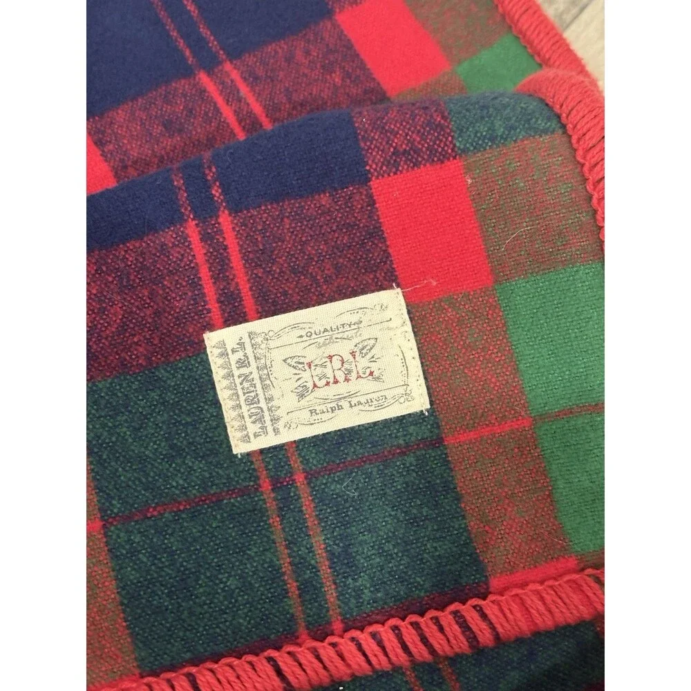 Ralph Lauren Red Tartan Plaid Cotton Blanket Throw 55”x71”